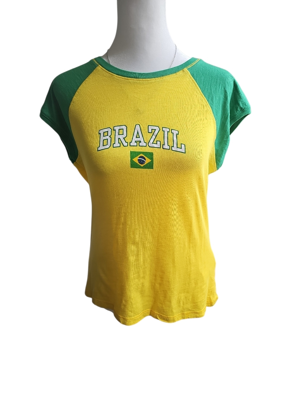 Zara Raglan Brazil Graphic Soccer Baby Tee Large